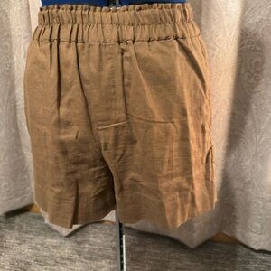 Chocolate brown linen shorts